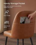VASAGLE EKHO Collection - Dining Chairs Set of 2, Upholstered Kitchen Chairs, Comfortable Seat, Synthetic Leather with Stitching, Mid-Century Modern, Easy Assembly, with Storage Pocket, Caramel Brown