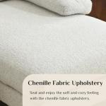 Karl home 110" U-Shape Sectional Couches for Living Room Chenille Upholstery 4 Seat Sofa Set with Double Chaises & Wood Grain Legs for Apartment, White