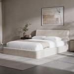 RECCI AirFrame Queen Bed Frame with Ergonomic Angled Foam Cushioned Headboard, Minimalist Design Platform Bed Frame, No Box Spring Needed, Easy Assembly (Beige Chenille)