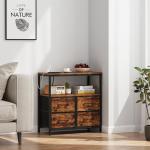 TUTOTAK Large Night Stand with Charging Station, Nightstand with USB and Type-C Port, Bedside Table with Cloth Drawers, End Table for Livingroom, Bedroom, Brown TB01BB081