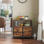 TUTOTAK Large Night Stand with Charging Station, Nightstand with USB and Type-C Port, Bedside Table with Cloth Drawers, End Table for Livingroom, Bedroom, Brown TB01BB081