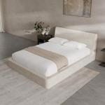 RECCI AirFrame Queen Bed Frame with Ergonomic Angled Foam Cushioned Headboard, Minimalist Design Platform Bed Frame, No Box Spring Needed, Easy Assembly (Beige Chenille)