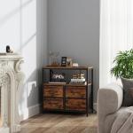 TUTOTAK Large Night Stand with Charging Station, Nightstand with USB and Type-C Port, Bedside Table with Cloth Drawers, End Table for Livingroom, Bedroom, Brown TB01BB081