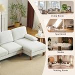 Karl home 110" U-Shape Sectional Couches for Living Room Chenille Upholstery 4 Seat Sofa Set with Double Chaises & Wood Grain Legs for Apartment, White