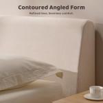 RECCI AirFrame Queen Bed Frame with Ergonomic Angled Foam Cushioned Headboard, Minimalist Design Platform Bed Frame, No Box Spring Needed, Easy Assembly (Beige Chenille)