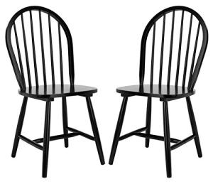 SAFAVIEH Home Collection – Camden Set of 2 Black Windsor Farmhouse Dining Chairs, Spindle Back Solid Wood Chairs, Americana Style Seating (DCH8501A-SET2)
