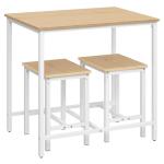 HOOBRO 3-Piece Industrial Dining Table Set, Kitchen Table, Space Saving Dinette for Kitchen, Dining Room, Small Space, Breakfast Nook, Living Room, Party, Natural and White WN75CZ01G1