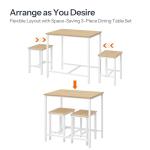 HOOBRO 3-Piece Industrial Dining Table Set, Kitchen Table, Space Saving Dinette for Kitchen, Dining Room, Small Space, Breakfast Nook, Living Room, Party, Natural and White WN75CZ01G1