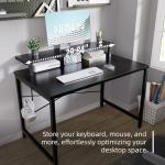 Pamray 32 Inch Small Computer Desk with Monitor Stand, Simple Office Desk with Headphone Hook for Small Spaces, Kids Study Writing Table for Bedroom, White