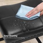 DUMOS Saddle Bar Stools Set of 4, 24 Inch Counter Height Stools with Curved PU Leather Surface, 3.7" Thick Upholstery Bar Height Stools with Footrest for Kitchen Island, Dining, Cafe, Black