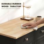 HOMCOM Sideboard Buffet Cabinet with Solid Wood Countertop, Modern Kitchen Storage Cabinet, Coffee Bar Cabinet with 2 Drawers, Doors and Adjustable Shelf, Black