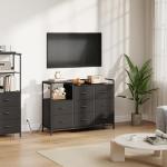 Somdot Dresser with Charging Station and Open Shelves,Dresser for Bedroom with 8 Storage Drawers,Storage Cabinets Organization Units for Living Room, Hallway,Sturdy Metal Frame,Wood Top,Black