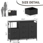 Somdot Dresser with Charging Station and Open Shelves,Dresser for Bedroom with 8 Storage Drawers,Storage Cabinets Organization Units for Living Room, Hallway,Sturdy Metal Frame,Wood Top,Black