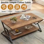 HOMISSUE Coffee Table, Rustic Rectangle Coffee Table with 2-Tier Storage, Engineered Wood Center Table with Open Shelves, Minimalist Coffee Table for Living Room, 47 Inch, Oak Brown