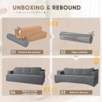 Homall 87” Boneless Sofa Couch with 2 Pillows Extra Deep Seats, Corduroy Fabric 3 Seater Sofa for Living Room with Cup Holder & Storage Pocket Upholstered Floor Sofa Easy Installation (Grey, 3 Seater)