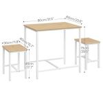 HOOBRO 3-Piece Industrial Dining Table Set, Kitchen Table, Space Saving Dinette for Kitchen, Dining Room, Small Space, Breakfast Nook, Living Room, Party, Natural and White WN75CZ01G1