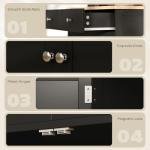 HOMCOM Sideboard Buffet Cabinet with Solid Wood Countertop, Modern Kitchen Storage Cabinet, Coffee Bar Cabinet with 2 Drawers, Doors and Adjustable Shelf, Black