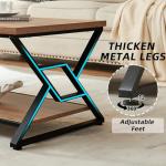 HOMISSUE Coffee Table, Rustic Rectangle Coffee Table with 2-Tier Storage, Engineered Wood Center Table with Open Shelves, Minimalist Coffee Table for Living Room, 47 Inch, Oak Brown