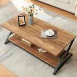 HOMISSUE Coffee Table, Rustic Rectangle Coffee Table with 2-Tier Storage, Engineered Wood Center Table with Open Shelves, Minimalist Coffee Table for Living Room, 47 Inch, Oak Brown