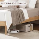 KISLOT Wood Bed Frame with Upholstered Headboard Wooden Platform with Silent Slat Support Mattress Foundation No Box Spring Needed, Easy Assembly