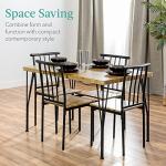 Best Choice Products 5-Piece Metal and Wood Indoor Modern Rectangular Dining Table Furniture Set for Kitchen, Dining Room, Dinette, Breakfast Nook w/ 4 Chairs - Brown