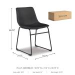 Signature Design by Ashley Centiar Mid Century Dining Room Bucket Chair, 2 Count, Black