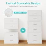 BOLUO Stackable Storage Drawers Closet Organizers and Storage Fabric White 2 Drawer Dresser for Bedroom 2 Packs Modern