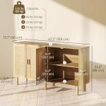 HOMCOM Sideboard Buffet Cabinet, 62" Boho Buffet Table, Rattan Coffee Bar Cabinet with 4 Doors and Shelves for Kitchen, Living Room, Entryway, Natural