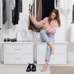 BOLUO Stackable Storage Drawers Closet Organizers and Storage Fabric White 2 Drawer Dresser for Bedroom 2 Packs Modern