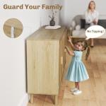 HOMCOM Sideboard Buffet Cabinet, 62" Boho Buffet Table, Rattan Coffee Bar Cabinet with 4 Doors and Shelves for Kitchen, Living Room, Entryway, Natural