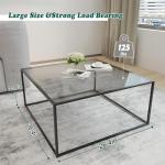 Glass Coffee Tables for Living Room Square Modern Center Table for Small Space,Tempered Glass-top with Sturdy Metal Frame Sofa Side End Table, Easy Assembly,26.4 x 26.4 x 15.7 Inches, Gray Black