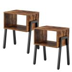 HOOBRO Small Nightstands Set of 2, Stackable End Tables, Side Tables, Bedside Tables with Open Storage Shelf, for Small Spaces, Bedroom, Living Room, Rustic Brown BF38BZP201