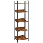 MAHANCRIS Bookshelf, 5-Tier Bookcase, Standing Book Shelf for Small Space, Storage Shelf Organizer, for Living Room, Bedroom, Study, Balcony, Rustic Brown and Black BKHR5501