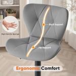 Sweetcrispy Modern Bar Stools Set of 4, Adjustable Faux Leather Upholstered Swivel Bar Stools, Counter Height Bar Chairs with Back for Kitchen Island, Grey