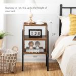 HOOBRO Small Nightstands Set of 2, Stackable End Tables, Side Tables, Bedside Tables with Open Storage Shelf, for Small Spaces, Bedroom, Living Room, Rustic Brown BF38BZP201