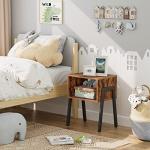HOOBRO Small Nightstands Set of 2, Stackable End Tables, Side Tables, Bedside Tables with Open Storage Shelf, for Small Spaces, Bedroom, Living Room, Rustic Brown BF38BZP201