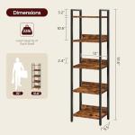 MAHANCRIS Bookshelf, 5-Tier Bookcase, Standing Book Shelf for Small Space, Storage Shelf Organizer, for Living Room, Bedroom, Study, Balcony, Rustic Brown and Black BKHR5501