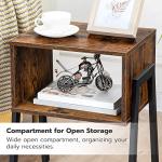 HOOBRO Small Nightstands Set of 2, Stackable End Tables, Side Tables, Bedside Tables with Open Storage Shelf, for Small Spaces, Bedroom, Living Room, Rustic Brown BF38BZP201