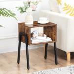 HOOBRO Small Nightstands Set of 2, Stackable End Tables, Side Tables, Bedside Tables with Open Storage Shelf, for Small Spaces, Bedroom, Living Room, Rustic Brown BF38BZP201