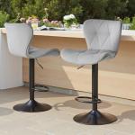 Sweetcrispy Modern Bar Stools Set of 4, Adjustable Faux Leather Upholstered Swivel Bar Stools, Counter Height Bar Chairs with Back for Kitchen Island, Grey