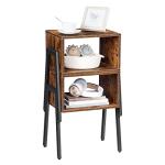 HOOBRO Small Nightstands Set of 2, Stackable End Tables, Side Tables, Bedside Tables with Open Storage Shelf, for Small Spaces, Bedroom, Living Room, Rustic Brown BF38BZP201