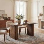 TRIBEWOOD 63-Inch Solid Wood Dining Table for 4-6, Farmhouse Rectangular Kitchen Dinner Table with Robust Pedestal, Dining Room Furniture for Home, Kitchen, Living Room, Dark Brown