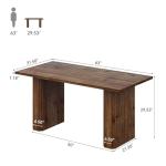 TRIBEWOOD 63-Inch Solid Wood Dining Table for 4-6, Farmhouse Rectangular Kitchen Dinner Table with Robust Pedestal, Dining Room Furniture for Home, Kitchen, Living Room, Dark Brown