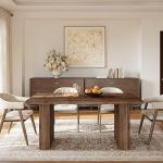 TRIBEWOOD 63-Inch Solid Wood Dining Table for 4-6, Farmhouse Rectangular Kitchen Dinner Table with Robust Pedestal, Dining Room Furniture for Home, Kitchen, Living Room, Dark Brown