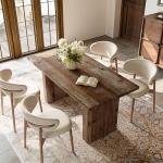 TRIBEWOOD 63-Inch Solid Wood Dining Table for 4-6, Farmhouse Rectangular Kitchen Dinner Table with Robust Pedestal, Dining Room Furniture for Home, Kitchen, Living Room, Dark Brown