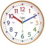 Oyster&Pop Kids Learning Wall Clock - Silent Non-Ticking Analog 10 Inch Teaching Clock for Classrooms & Bedrooms - Makes Telling Time Easy for Kids