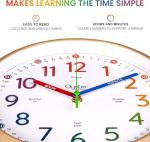 Oyster&Pop Kids Learning Wall Clock - Silent Non-Ticking Analog 10 Inch Teaching Clock for Classrooms & Bedrooms - Makes Telling Time Easy for Kids