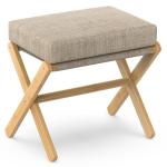 BAMBOOHOMIE Foldable Foot Stool Ottoman, Modern Foot Rest with Bamboo X Legs & Thick Foam Cushion, Folding Foot Stools Small Padded for Bedroom Living Room, Footstool for Chair Couch (Natural - Brown)