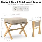 BAMBOOHOMIE Foldable Foot Stool Ottoman, Modern Foot Rest with Bamboo X Legs & Thick Foam Cushion, Folding Foot Stools Small Padded for Bedroom Living Room, Footstool for Chair Couch (Natural - Brown)