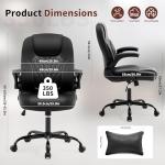 Nexthro Executive Office Chair PU,Leather Office Chair with Wheels,360° Swivel Rolling Chair with Padded Arms,Ergonomic Computer Chair with Lumbar Support for Short People Use(Black)